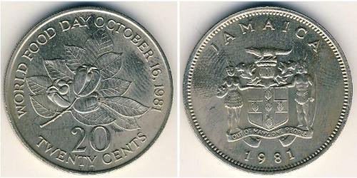 20 Cent Jamaica (1962 - ) Copper/Nickel 