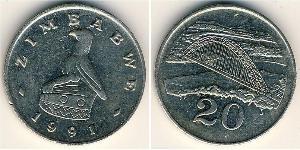 20 Cent Zimbabwe (1980 - ) Copper/Nickel 