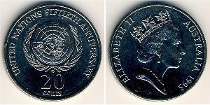 20 Cent Australie (1939 - ) Cuivre/Nickel Elizabeth II (1926-2022)