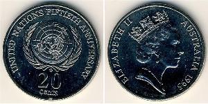 20 Cent Australie (1939 - ) Cuivre/Nickel Elizabeth II (1926-2022)