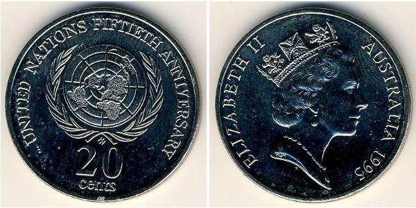 20 Cent Australie (1939 - ) Cuivre/Nickel Elizabeth II (1926-2022)