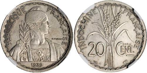 20 Cent Indochine française (1887-1954) Cuivre/Nickel 