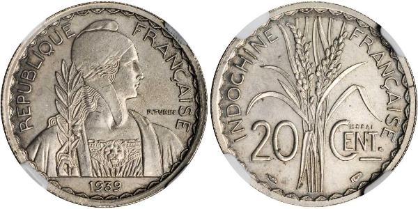 20 Cent Indochine française (1887-1954) Cuivre/Nickel 