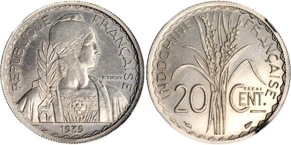 20 Cent Indochine française (1887-1954) Cuivre/Nickel 