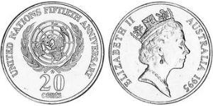 20 Cent Australien (1939 - ) Kupfer/Nickel Elizabeth II (1926-2022)