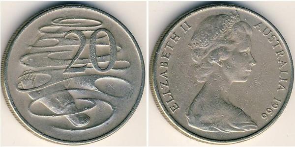 20 Cent Australien (1939 - ) Kupfer/Nickel Elizabeth II (1926-2022)