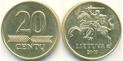 20 Cent Lituanie (1991 - ) Laiton 