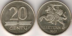 20 Cent Lituanie (1991 - ) Laiton 