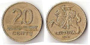 20 Cent Lituanie (1991 - ) Laiton 