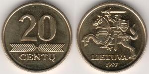 20 Cent Lituanie (1991 - ) Laiton 