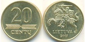 20 Cent Lituania (1991 - ) Latón 