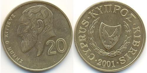 20 Cent Republic of Cyprus (1960 - ) Brass/Nickel 