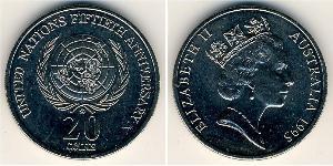 20 Cent Australia (1939 - ) Níquel/Cobre Isabel II (1926-2022)