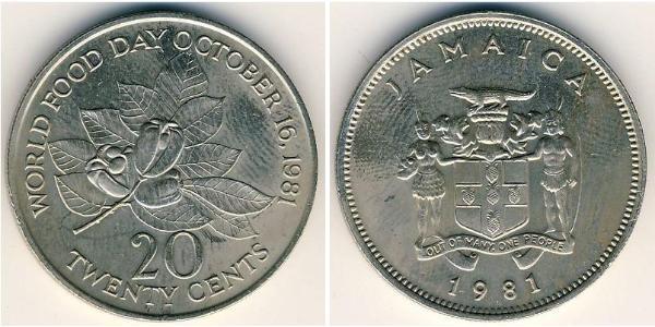 20 Cent Jamaica (1962 - ) Níquel/Cobre 
