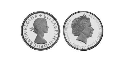 20 Cent Australia (1939 - ) Plata Isabel II (1926-2022)