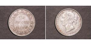 20 Cent Canadá / Terranova y Labrador Plata Victoria (1819 - 1901)