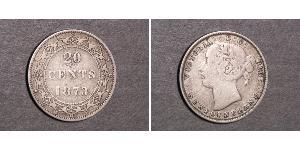 20 Cent Canadá / Terranova y Labrador Plata Victoria (1819 - 1901)