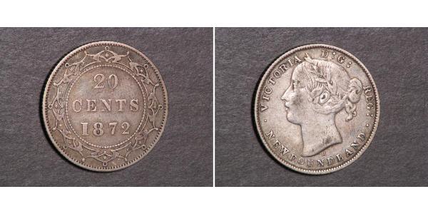 20 Cent Canadá / Terranova y Labrador Plata Victoria (1819 - 1901)