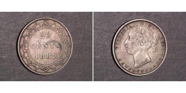 20 Cent Canadá / Terranova y Labrador Plata Victoria (1819 - 1901)