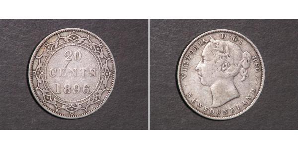 20 Cent Canadá / Terranova y Labrador Plata Victoria (1819 - 1901)