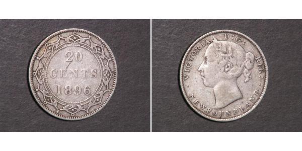 20 Cent Canadá / Terranova y Labrador Plata Victoria (1819 - 1901)