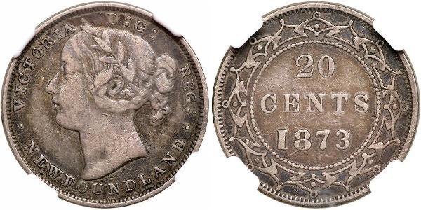 20 Cent Canadá / Terranova y Labrador Plata Victoria (1819 - 1901)