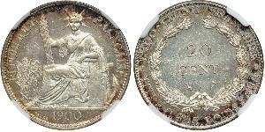 20 Cent Indochina francesa (1887-1954) Plata 