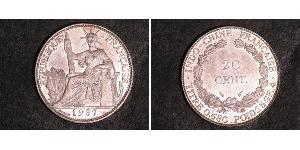 20 Cent Indochina francesa (1887-1954) Plata 