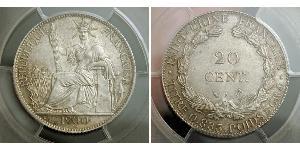 20 Cent Indochina francesa (1887-1954) Plata 