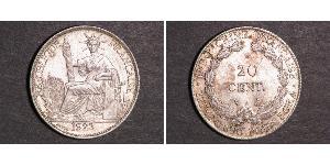 20 Cent Indochina francesa (1887-1954) Plata 