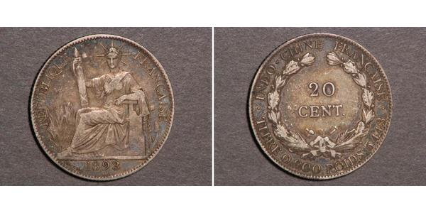 20 Cent Indochina francesa (1887-1954) Plata 