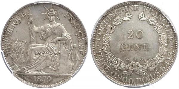 20 Cent Indochina francesa (1887-1954) Plata 