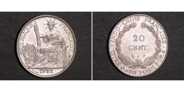 20 Cent Indochina francesa (1887-1954) Plata 