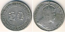 20 Cent Straits Settlements (1826 - 1946) Plata Eduardo VII (1841-1910)