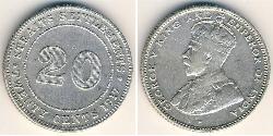 20 Cent Straits Settlements (1826 - 1946) Plata Jorge V (1865-1936)