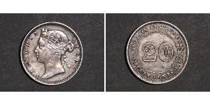 20 Cent Straits Settlements (1826 - 1946) Plata Victoria (1819 - 1901)