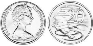 20 Cent Australia (1939 - ) Rame/Nichel Elisabetta II (1926-2022)