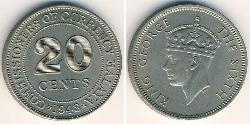 20 Cent Unione Malese (1946 - 1948) Rame/Nichel Giorgio VI (1895-1952)
