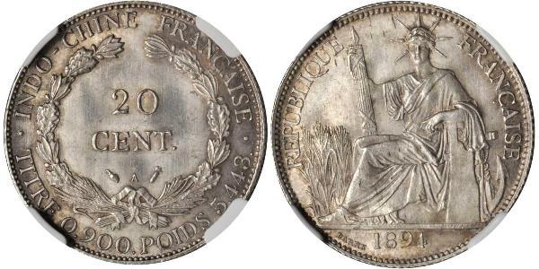 20 Cent Französisch-Indochina (1887-1954) Silber 