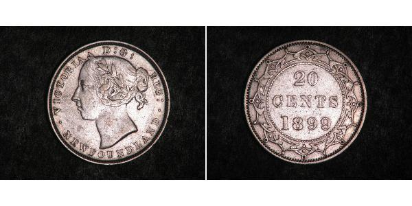 20 Cent Neufundland und Labrador / Kanada Silber Victoria (1819 - 1901)