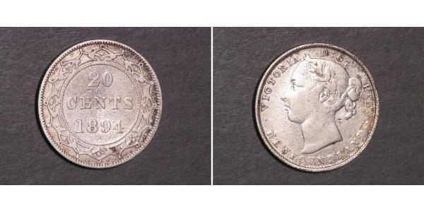 20 Cent Neufundland und Labrador / Kanada Silber Victoria (1819 - 1901)