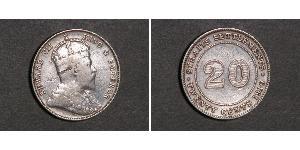 20 Cent Straits Settlements (1826 - 1946) Silber Eduard VII (1841-1910)