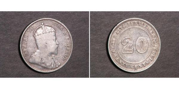 20 Cent Straits Settlements (1826 - 1946) Silber Eduard VII (1841-1910)