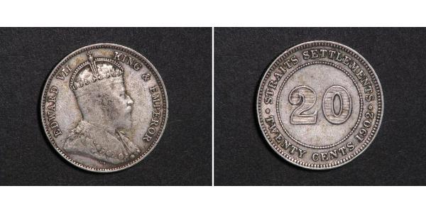 20 Cent Straits Settlements (1826 - 1946) Silber Eduard VII (1841-1910)