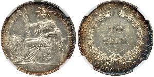 20 Cent French Indochina (1887-1954) Silver 