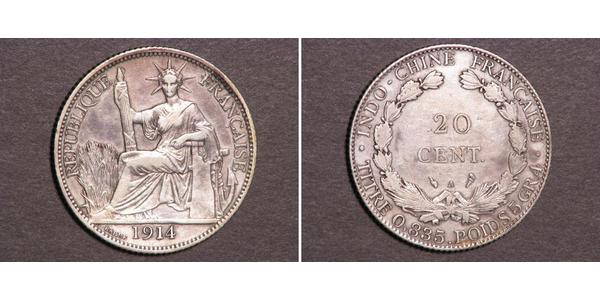 20 Cent French Indochina (1887-1954) Silver 