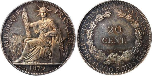 20 Cent French Indochina (1887-1954) Silver 