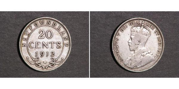 20 Cent Newfoundland and Labrador Silver George V of the United Kingdom (1865-1936)