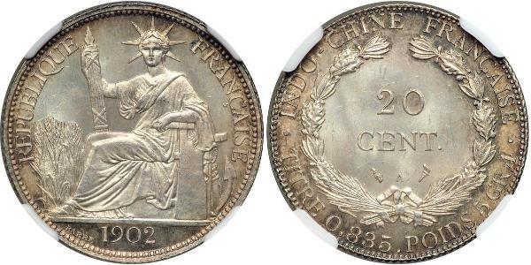 20 Cent French Indochina (1887-1954) 銀 
