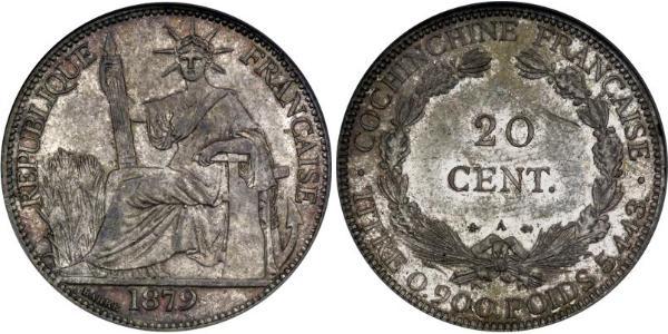 20 Cent French Indochina (1887-1954) 銀 